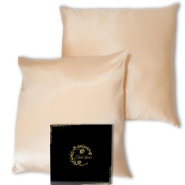 ADE'SOIE Kissenbezug aus Seide, 65 x 65 cm, 2 Stück, 100 % Maulbeerseide, 22 Momme, 6A, Haar- und Hautpflege, milbendicht, antistatisch, Geschenk für Damen und Herren (Champagner)
