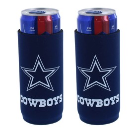 Football 12oz 2-Pack Slim Skinny Can Holder Insulator Beverage Huggie Cooler Coozies (Dallas (Cowboys))