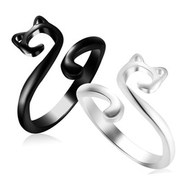 DOITOOL 2Pcs Cat Ear Crochet Rings Alloy Open Finger Tension Yarn Guide for Knitting Unique Cat Design Crochet Accessories Convenient Finger Knitting Tool for Enthusiasts