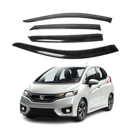 Fits 2015 2016 2017 2018 2019 HondaFit-Acrylic Safe Smoke Window Visor Set - Sun, Rain, and Vent Protection, 4-Pieces Tape-On Window Deflector Guard Kit, 2 mm Thickened