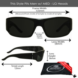 proSPORT Super Dark Sunglasses Biker Gangster Cholo Low Rider (Rhino - Fits MED - LG)