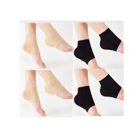 Hydra Fersensocken, Feuchtigkeitsspendende Socken Mit Silikon, Für Trockene Und Rissige Fersen, Ideal Für Nachtpflege Und Tägliche Verwendung, 4 Paar In Hautfarbe Und Schwarz