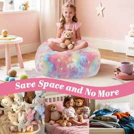 AmiCera Bean Bag Cover, Kids Bean Bag without Filling, Rainbow Unicorn Beanbags for Children, Flannel Comfortable & Safe Kids Sofa, Stuffed Animal Storage Baby Bean Bag Chair, Bedroom Furniture