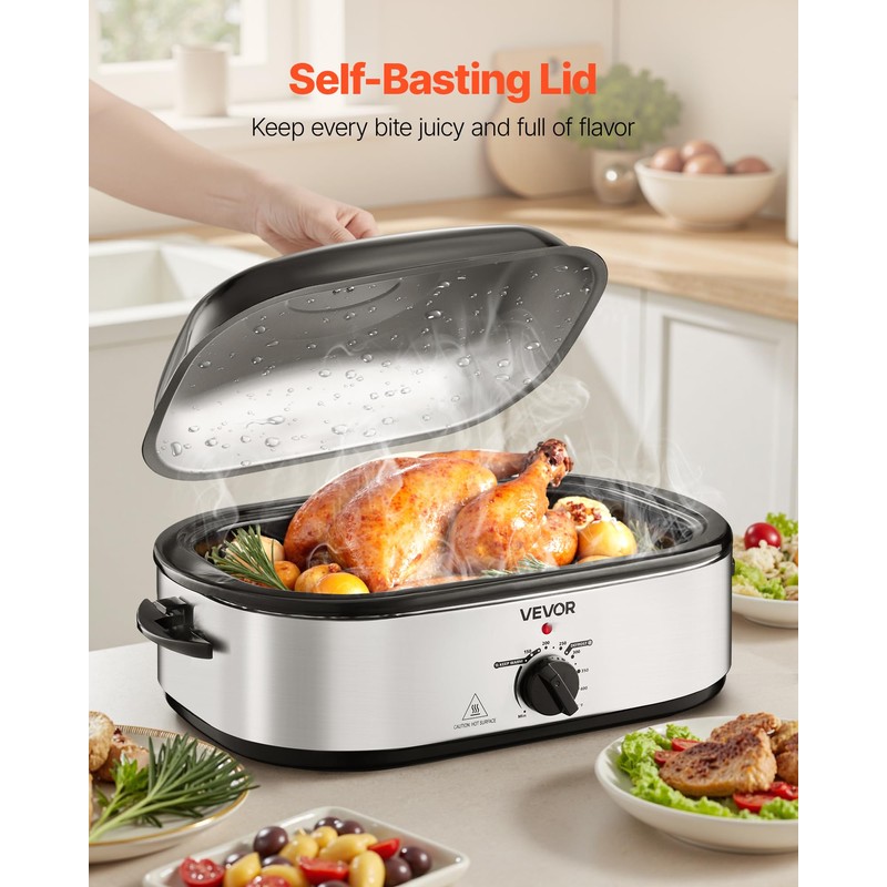 VEVOR Roaster Oven, 18QT Electric Roaster Oven, 150-450℉ Adjustable Temperature