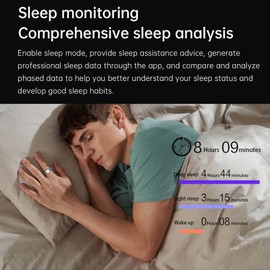 findtime Smart Ring Fitness Ring Heart Rate Monitor Sleep Tracker Blood Oxygen Fitness Tracker Pedometer Calories Step Counter Waterproof Health Rings for Men Women