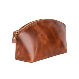 Premium Cosmetic Bag Women's Leather - Luxury Makeup Bag Women's Leather with Large Compartment - Elegant and Durable Makeup Bag Leather for Travel and Daily Use, Avanza Brown, Cosmetic case