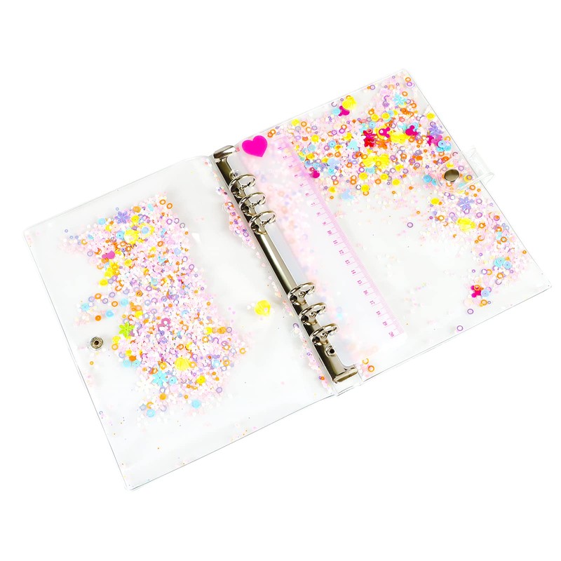 Chris.W A5 6-Ring Binder Planner Cover PVC Notebook Cover Glitter