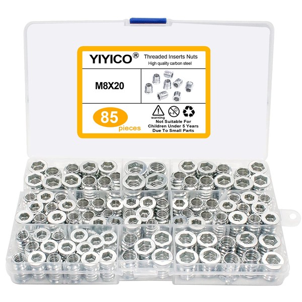 Screw Nut Threaded Insert Wood Screw-In Sleeves 85 Pieces M8