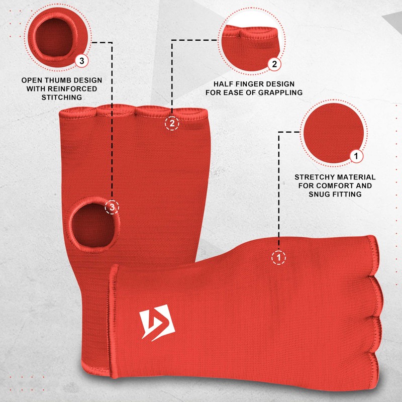 AQF Boxing Inner Gloves Elasticated Fist Protector Mitts Bandages Alternative