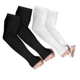 TRUNESS Sun Protection Arm Sleeves for Men & Women, UPF 50 Arm Cover for Biking, Cricket,Cycling, Golf (Combo Pack Of 2) (Black & White)