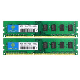 Rasalas 8GB Kit (2x4GB) PC3-10600 DDR3-1333 PC3 10600U Memory Module DDR3 2Rx8 PC3-10600U 1333 MHz DDR3 1.5V CL9 240-pin Memory Module for Desktop