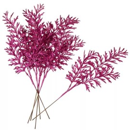 Factory Direct Craft Fuchsia Glitter Leaves Sprays | Set of 6