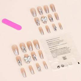 YINKE Nail Tips, Cute, Nail Parts, Nail Supplies, Popular Japanese Style, Spring & Summer, Pink, Long, Simple, Stylish, Shiny, Fashionable, Accessories, Coming of Age Ceremonies, School Entrance