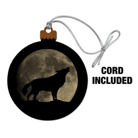 GRAPHICS & MORE Wolf Howling Moon Silhouette Wood Christmas Tree Holiday Ornament