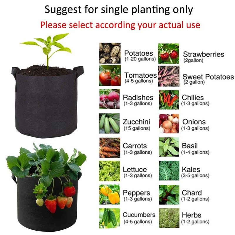 Mintice 5x7 Gallon Brown Breathable Planter Bags for Vegetables and