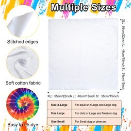 Agroon White Bandana Cotton for Tie Dying 2PCS 15" x 15", Blank Solid Handkerchiefs Bandanas for Men or Women or Children or Dogs