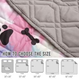 Dog Bed Cover for Pets Blankets Rug Pads for Couch Protection Waterproof Bed Covers Dog Blanket Furniture Protector Reusable Changing Pad (20X30, Red+Black Paw Bone)