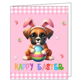 Boxer Dog Easter Dog Greeting Cards - Adorable Pets Invitation Cards with Envelopes - Pet Artwork Festival Greeting Cards (1 Greeting Card)
