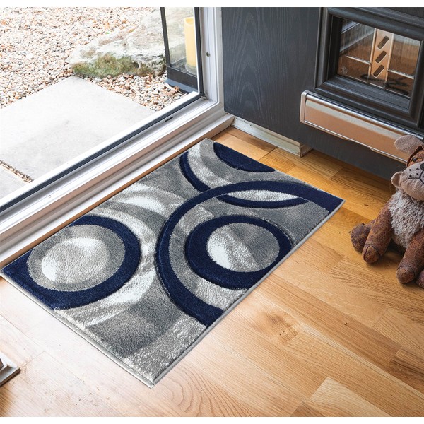 GLORY RUGS Area Rug Modern 2x3 Navy Circles Geometry Soft