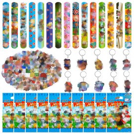 yumcute 85PCS Kids Party Bag Fillers with Slap Bands, Keychain, Cartoon Stickers, Party Bags, Birthday Party Gifts for Boys Girls Kids