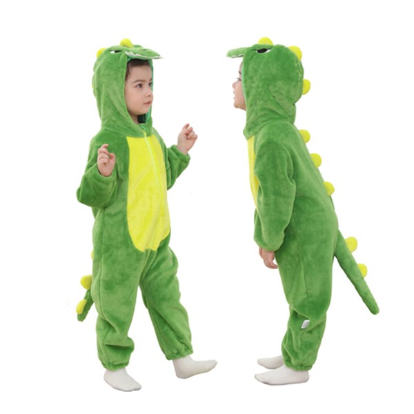 Doladola Baby Boys Girls Cartoon Animal Hooded Onesies Infant Pajamas Romper(24-30 Months,Green Dinosaur)