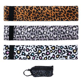 KRIXAM Booty Bands, 3 Levels Hip Bands, Polyester-Cotton and Latex Silk Workout Bands Resistance Bands for Home, Gym, Fitness, Pilates, Yoga (Pack of 3) (Leopard-New)