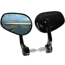 evermotor Motorcycle Handlebar End Mirrors E-Approved E24 360° Adjustable M6 & 13-20mm Universal Motorcycle Mirrors for Handlebar Ends Scooter ATV Pack of 2