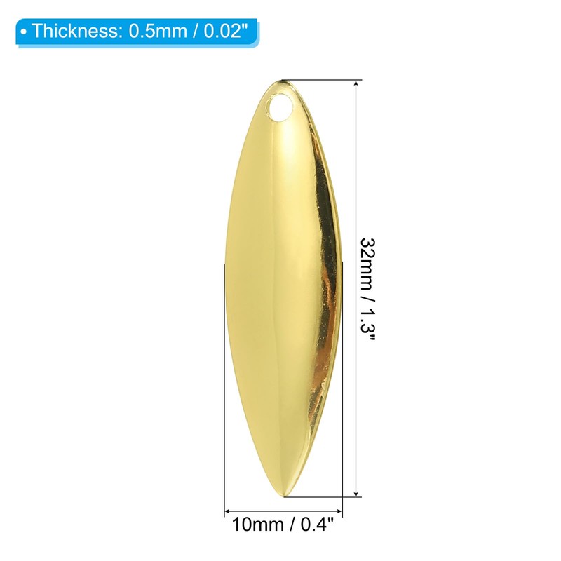 PATIKIL 30pcs 1.3x0.4" Fishing Lure Blades Willow Leaf Lure Making