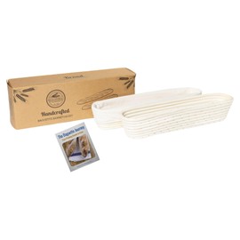 Bread Experience Baguette Banneton Bread Proofing Basket for Sourdough Bread Oblong French Bread Baking 15 Inch Bowls 2 Pack Gifts for Bread Bakers