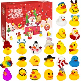 Guopai Rubber Duck Advent Calendar 2025, 24 Days Christmas Countdown Calendar with Bath Toys, Kids Party Gift Set, Yellow Duck Toy Advent Calendar for Boys Girls Toddlers Xmas Surprise