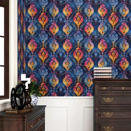 REDAMANCY Night Mosque Art Painting Peel and Stick Wallpaper Modern Cute Wall Paper Stick on Contact Paper Easy Peel Off for Bedroom nightstand Drawer Renter Friendly 17.7"x236"