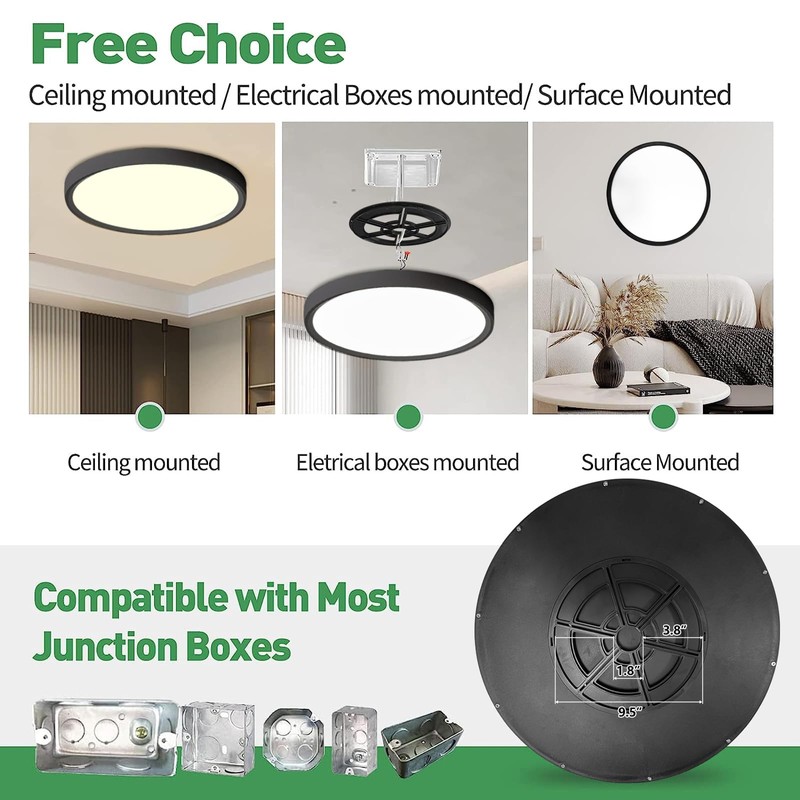 20 Inch Large LED Flush Mount Ceiling Light, 40W, 4350LM,