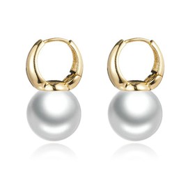 Qimily 18k Gold Plated Pearl Drop Earrings, Women's Gold Earrings,Freshwater Real Pearl Dangle Earrings for Women, Special Occasion Jewelry