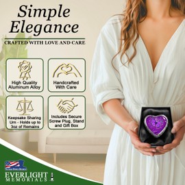 Everlight Memorials Heart Shaped Keepsake Cremation Urns for Human Ashes - Purple Butterfly Small Keepsake Urn for Men Women Children Pets - Burial Urns
