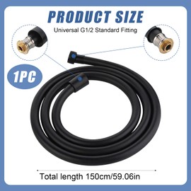 1.5 m black PVC shower hose, shower hose with swivel, high pressure thickening shower hose, anti-kink and anti-explosion design, easy installation, twist-proof
