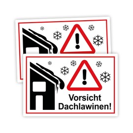 Strobo Vorsicht ! Dachlawinen Sign, 20 x 30 cm, Made From Sturdy PVC Hard Foam Board, 3 Mm, With UV Protection, Pack Of 5
