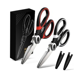 Pack of 2 Cutting Scissors, Multifunctional Scissors, Premium Kitchen Scissors with Protective Case, Stainless Steel for Chicken, Meat, Vegetables, Herbs, BBQ