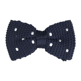 Allegra K Knit Bowtie, Bowtie, Ribbon, Polka Dot Pattern, Wedding, Graduation, Adjustable, Men's, Women's, blue (navy blue)