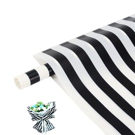 CURTEK 20 Hojas de Papel de Envoltura de Flores al Estilo Coreano 58x58 cm Impermeable con Rayas Negras y Blancas para Bodas, San Valentín y Embalaje de Regalos