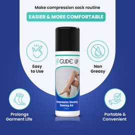Glide Up Compression Sock Aid Lubricant Spray - Hypoallergenic Sock Aids for Putting on Socks, Stocking Donner for Putting on Compression Stockings - Non-Greasy & Non-Sticky Formula, 3.38 fl.oz.