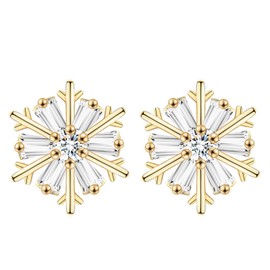 Christmas Snowflake Earrings for Women, Xmas Stud Earrings│Small Snowflake Cubic Zirconia Hypoallergenic Earrings for Ears│Christmas Stud Earrings Jewellery Gifts for Ladies