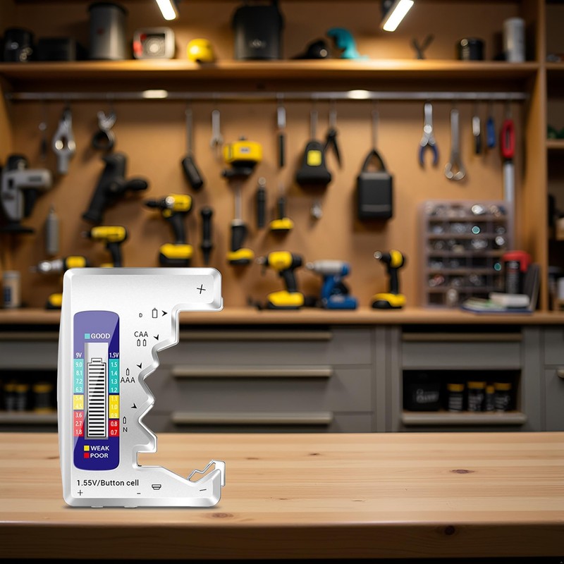 Silver Battery Tester for AAA, AA, C, D, 9v, N,