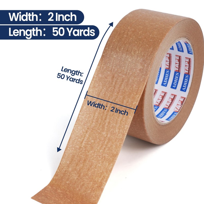 Adhes Biodegradable Brown Paper Packing Tape 3 Rolls 2 Inch