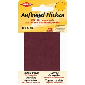 Kleiber Extra Soft Fine Cotton Iron On Repair Tape, 30cm x 6 cm, Dark Red