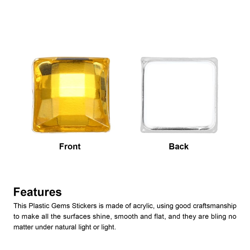 sourcing map 50Pcs 8mm Flat Back Acrylic Square Gems Rhinestone