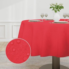 Easy-Going - Mantel de lino sintético impermeable a prueba de derrames, resistente a las manchas, tela decorativa sin arrugas, para cocina, comedor, fiesta, bodas, restaurantes (70 pulgadas, redondo,