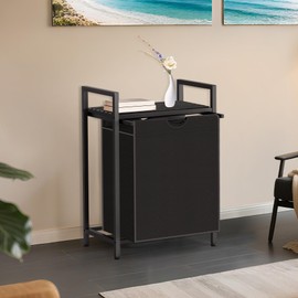 Sonharlar Laundry Sorter with Removable Bag, 16 Gallons Laundry Hamper with Adjustable Feet, Laundry Basket for Laundry Room, Bathroom and Bedroom(Black and Charcoal Black)