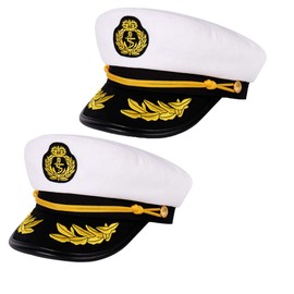 Suce Captain Hat Cap Navy Captain's Yacht Sailors Hat Adjustable Marine Admiral Hat(2pcs, Leather Brim)