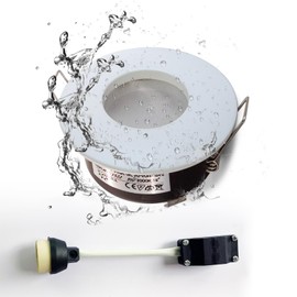 Sweier IP65 Waterproof LED Recessed Ceiling Downlight for Bathroom and Kitchen Spotlight (Bulb Not Included), Die Cast Aluminum White Downlight Cutout 68mm