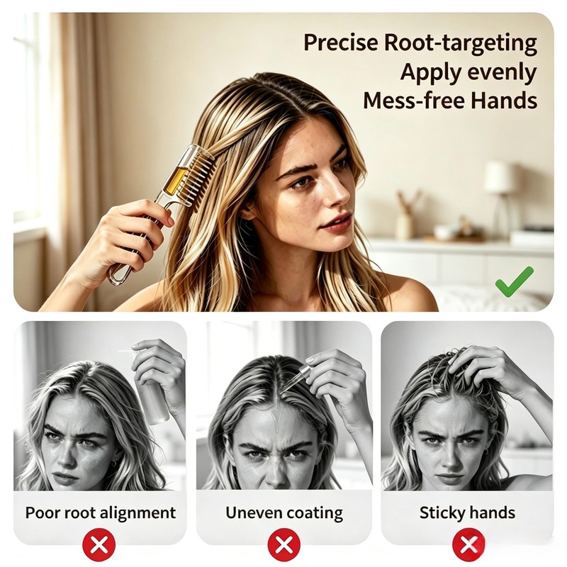 Scalp applicator comb,hair oil applicator、Essential,with Roller Ball